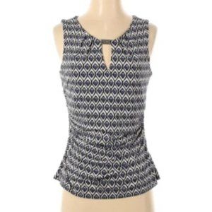 Blue Sleeveless Top Chevron Pattern Size Medium